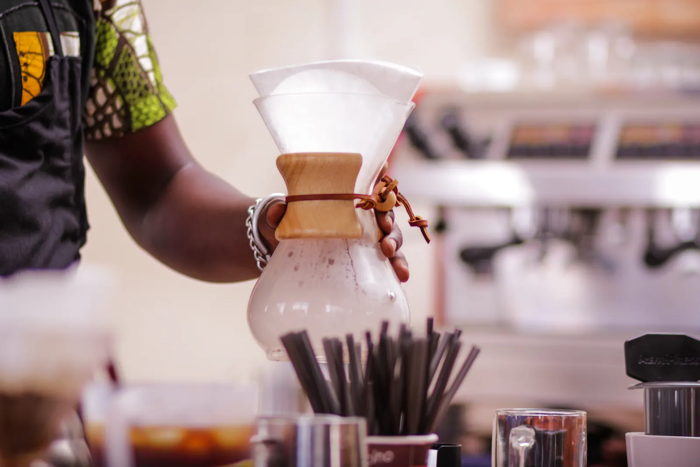 Coffee prepared in a premium hospitality setting